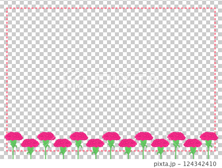 母の日の赤いカーネーションのフレームイラスト 124342410