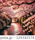 川沿いの桜 124342578