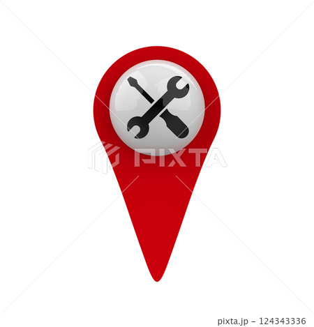 Red repair map icon Red repair map icon 124343336