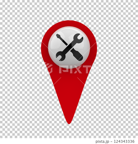 Red repair map icon Red repair map icon 124343336