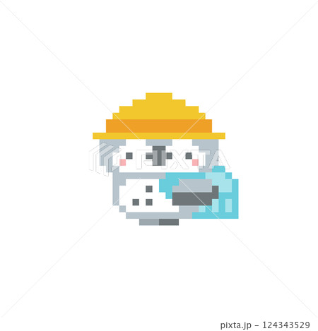 灰色フクロウの小学生のドット絵 124343529