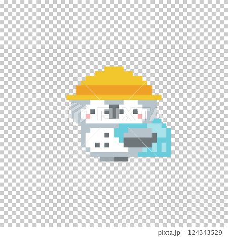 灰色フクロウの小学生のドット絵 124343529