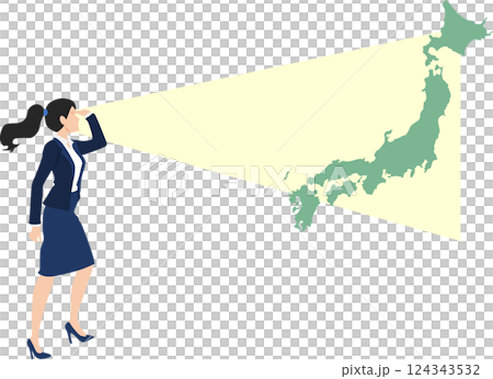 一位女商人正在監測日本的商業狀況 124343532