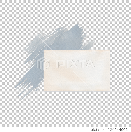A piece of paper on a gray brush stroke background is hand-drawn. Watercolor illustration on a white background. A frame for your inscription. 124344002
