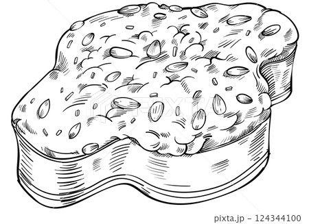 Colomba Pasquale Italian Easter bread. Hand drawn vector illustration. Typical Italian easter cake 124344100