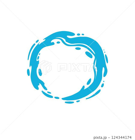 Water splash silhouette. Cartoon liquid water drops, flows and waves, black aqua splashes flat vector illustration icon. Water splash silhouettes on white backbround 124344174