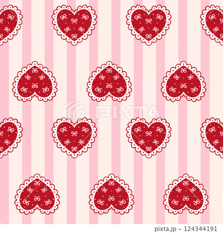 Cute heart lace seamless pattern background Cute heart lace seamless pattern background 124344191