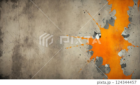yellow paint on grunge wall abstract background. 124344457