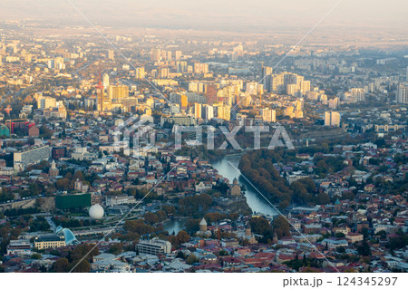 View on the capital city of Tbilisi from Mtatsminda park 124345297