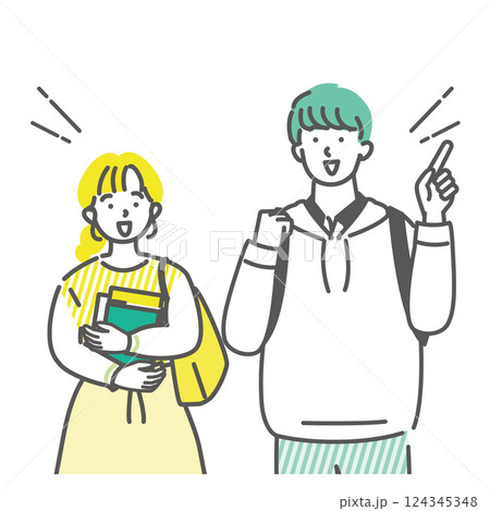 会話が盛り上がっている男女の大学生友達 124345348