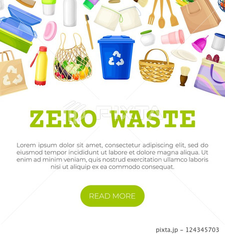 Zero Waste Object and Reusable Product Banner Design Vector Template Zero Waste Object and Reusable Product Banner Design Vector Template 124345703