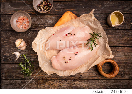 Raw chicken fillet or breasts Raw chicken fillet or breasts 124346122