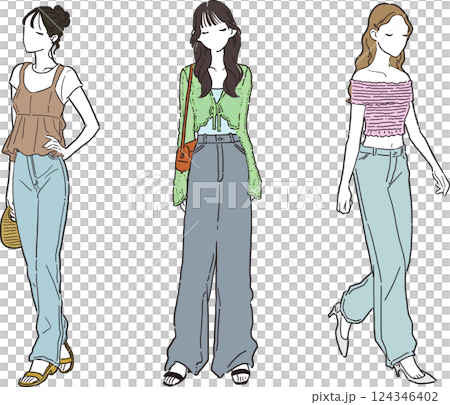 Simple illustration on the theme of summer 2025 fashion trends 124346402