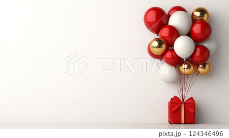 Festive Balloons and Gift 124346496