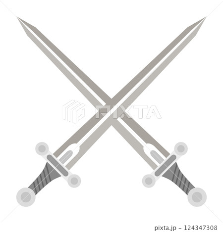simple crossed swords drawing flat. flat vector simple crossed swords drawing flat. flat vector 124347308