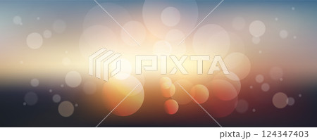Rays of the setting sun and golden bokeh on the evening background. Dark background with bokeh. EPS 10. Rays of the setting sun and golden bokeh on the evening background. Dark background with bokeh. EPS 10. 124347403