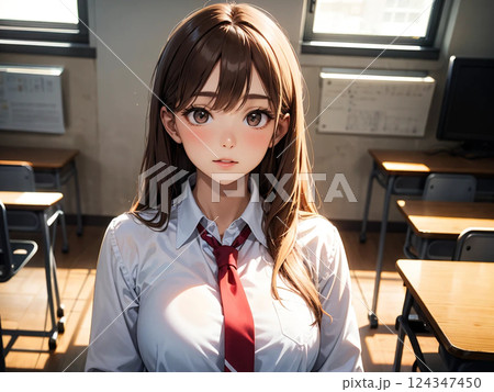 教室の少女 124347450