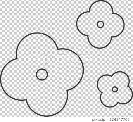 Simple line drawing three-flower monochrome vector icon 124347705