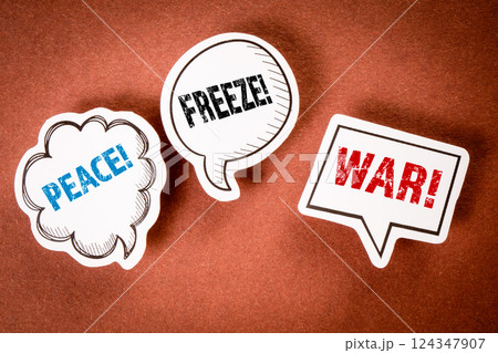 Peace Talks. Speech bubbles on a brown background 124347907