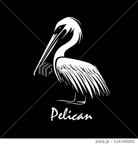 Pelican object on black background. hand drawing. Not AI, Vector illustration Pelican object on black background. hand drawing. Not AI, Vector illustration 124348093