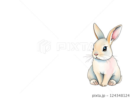 Cute little rabbit in watercolour technique. Vector illustration. 124348124