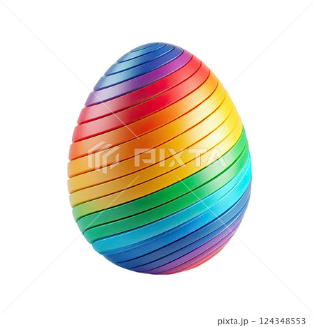 Colorful egg-shaped object with a seamless gradient of vibrant rainbow hues, ideal for creative and festive themes Colorful egg-shaped object with a seamless gradient of vibrant rainbow hues, ideal for creative and festive themes 124348553
