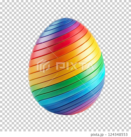 Colorful egg-shaped object with a seamless gradient of vibrant rainbow hues, ideal for creative and festive themes Colorful egg-shaped object with a seamless gradient of vibrant rainbow hues, ideal for creative and festive themes 124348553