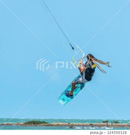 Kite surfing at Barra Grande beach on the coast of Piaui, northe Kite surfing at Barra Grande beach on the coast of Piaui, northe 124350128