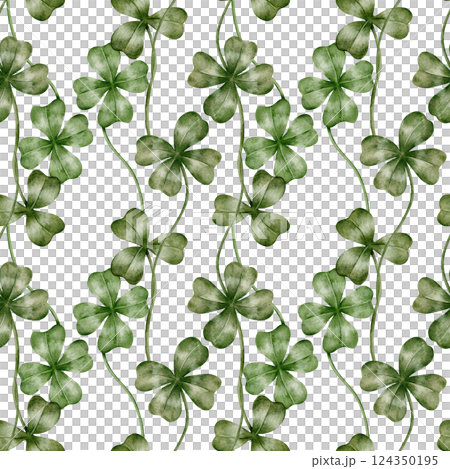 seamless pattern with hand drawn watercolor clovers. Green ornament with botanical elements. Natural style. Suitable for textiles, wallpapers, prints, packaging, scrapbooking seamless pattern with hand drawn watercolor clovers. Green ornament with botanical elements. Natural style. Suitable for textiles, wallpapers, prints, packaging, scrapbooking 124350195