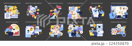 AI in Global Business Management focuses on enhancing operational efficiency and decision-making processes. It integrates innovative technology for resource optimization and transparency improvement 124350870