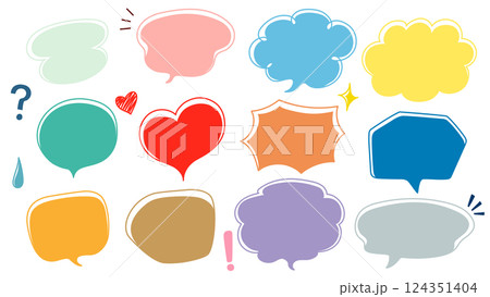 手描きのカラフルな吹き出しのベクターイラストセット 124351404