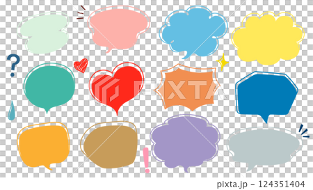 手描きのカラフルな吹き出しのベクターイラストセット 124351404