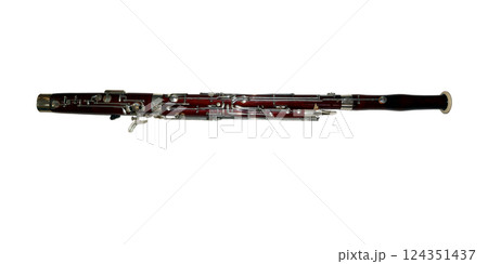 A stunning representation of a bassoon, highlighting its intricate keys and polished wooden body. A stunning representation of a bassoon, highlighting its intricate keys and polished wooden body. 124351437