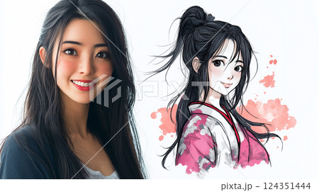 女性コスプレイヤーのイラスト 124351444