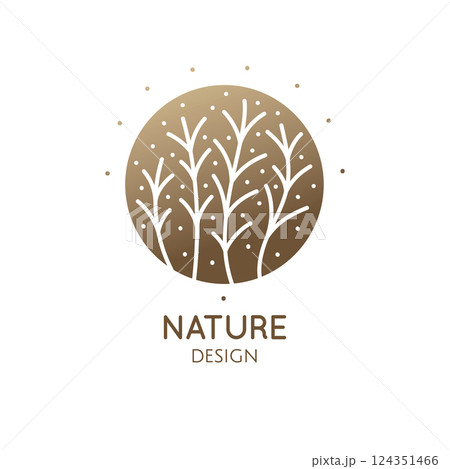 Herbaceous plant logo. Vector abstract badge for design of natural products, flower shop, cosmetics, ecology concepts, health, spa, yoga 124351466