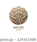 Rosebud logo template. Abstract flower for design of business, flower shop, cosmetics and ecology concepts, health, spa and beauty saloon. 124351484