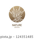Flower bouquet logo template. Abstract floral round icon for design of business, flower shop, cosmetics, health, spa and beauty saloon. 124351485