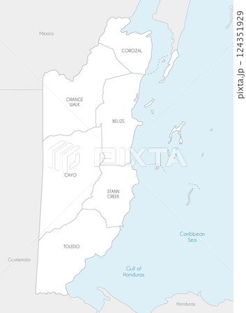 Vector regional map of Belize with districts and administrative divisions, and neighbouring countries and territories. Editable and clearly labeled layers. 124351929