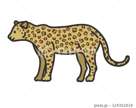 動物の豹（線画カラー）のイラスト 124352019