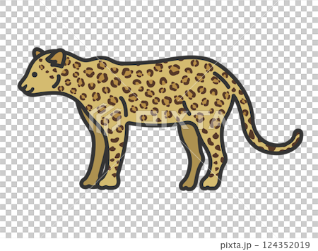 動物の豹（線画カラー）のイラスト 124352019