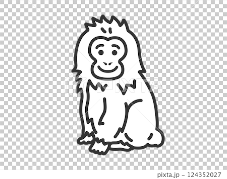 日本猿（線画）のイラスト 124352027