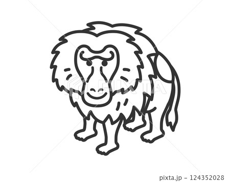マントヒヒ（線画）のイラスト 124352028