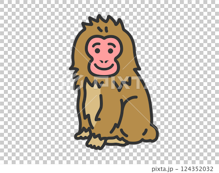 日本猿（線画カラー）のイラスト 124352032