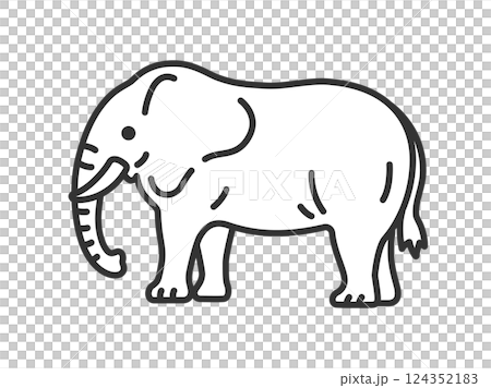 象(線画)のイラスト 象(線画)のイラスト 124352183