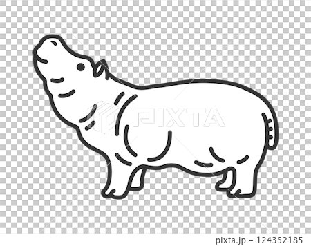 Hippopotamus (line drawing) illustration Hippopotamus (line drawing) illustration 124352185