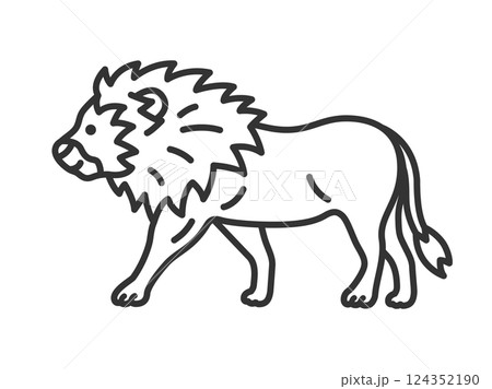 ライオン（線画）のイラスト 124352190