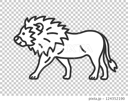 ライオン（線画）のイラスト 124352190