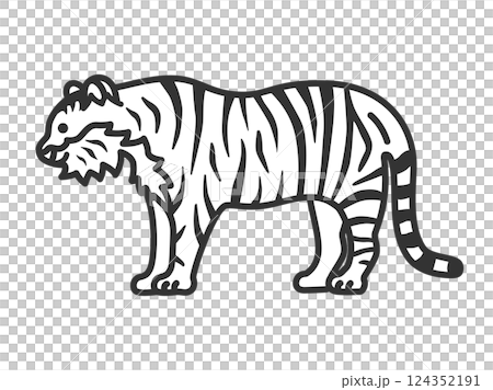 虎（線画）のイラスト 124352191