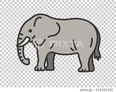 象（線画カラー）のイラスト 124352192
