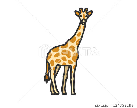 キリン（線画カラー）のイラスト 124352193